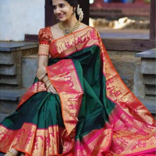 Ideal Green Soft Silk Saree With Divine Blouse Piece