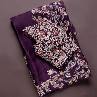 Purple Ston Work Rangoli Silk Sequence Embroidery Work Saree With Blouse